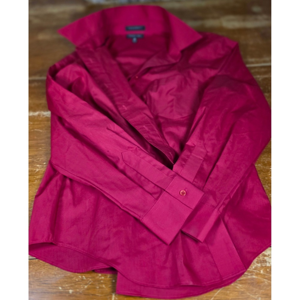 Foxcroft Wrinkle Free Classic Fit Shirt 16P Berry Pink Long Sleeve Button Down